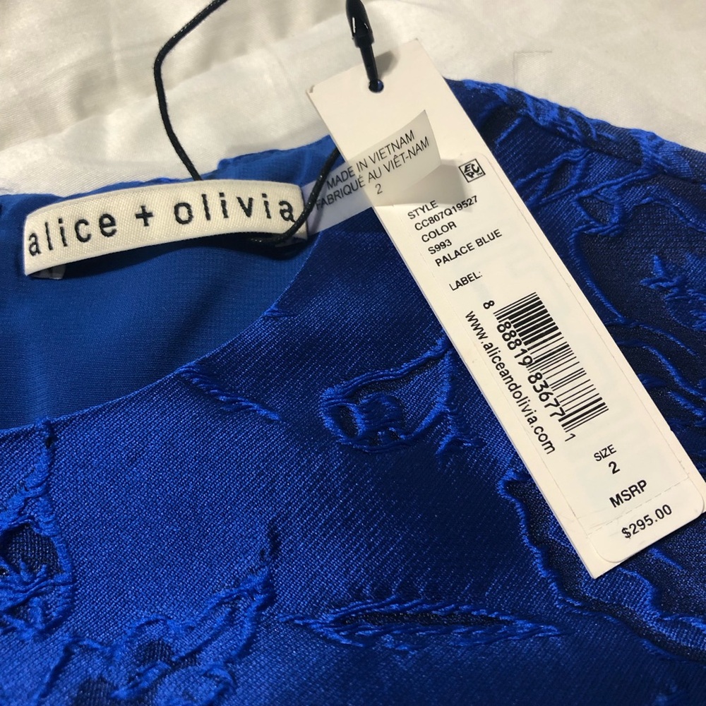 Alice & Olivia Color Palace Blue Ruffle Hem N.W.T.Dress Size 2 Retails‎ $ 295.00 - Picture 10 of 13